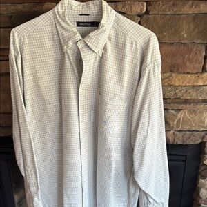 Nautica Blue and Yellow Casual Button Down Shirt